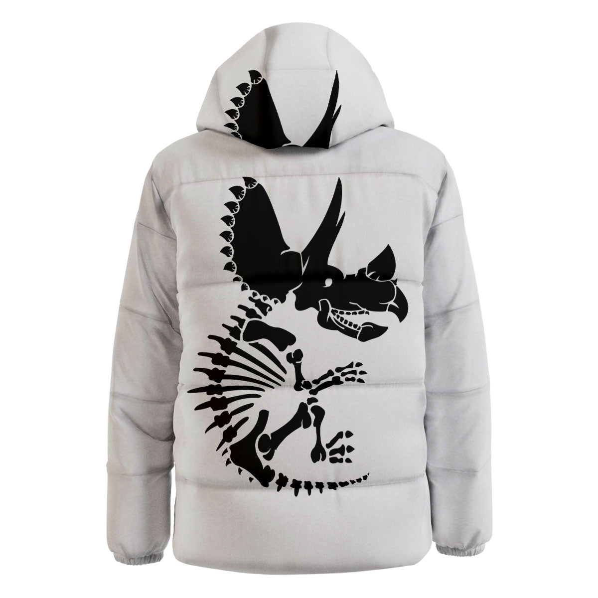 Fossil Dinosaur Monochrome Print Down Jacket-grizzshop