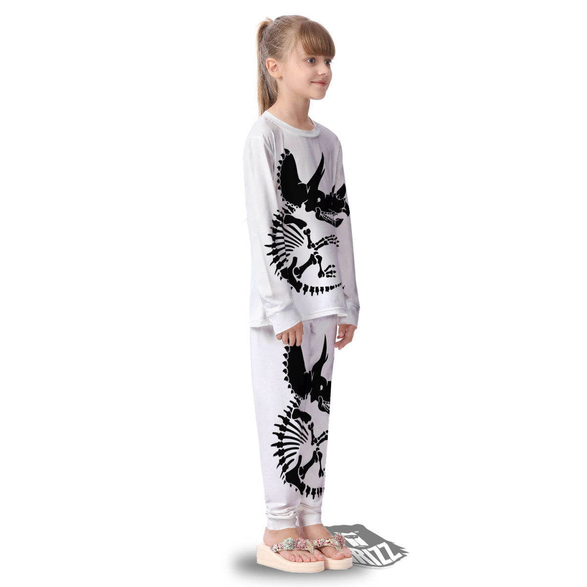 Fossil Dinosaur Monochrome Print Kid's Pajamas-grizzshop