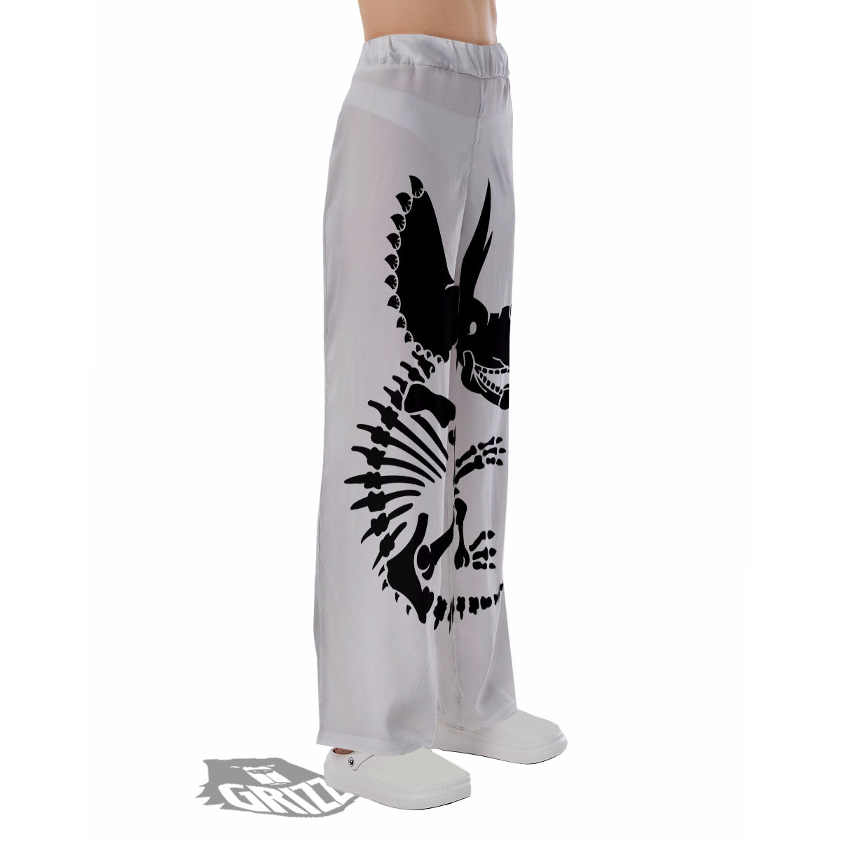 Fossil Dinosaur Monochrome Print Pajama Pants-grizzshop