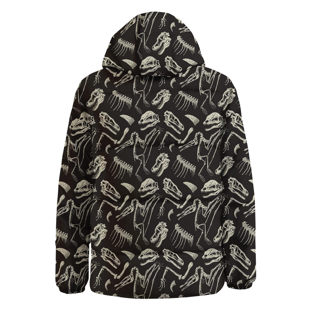 Fossil Dinosaur Monochrome Print Pattern Down Jacket-grizzshop