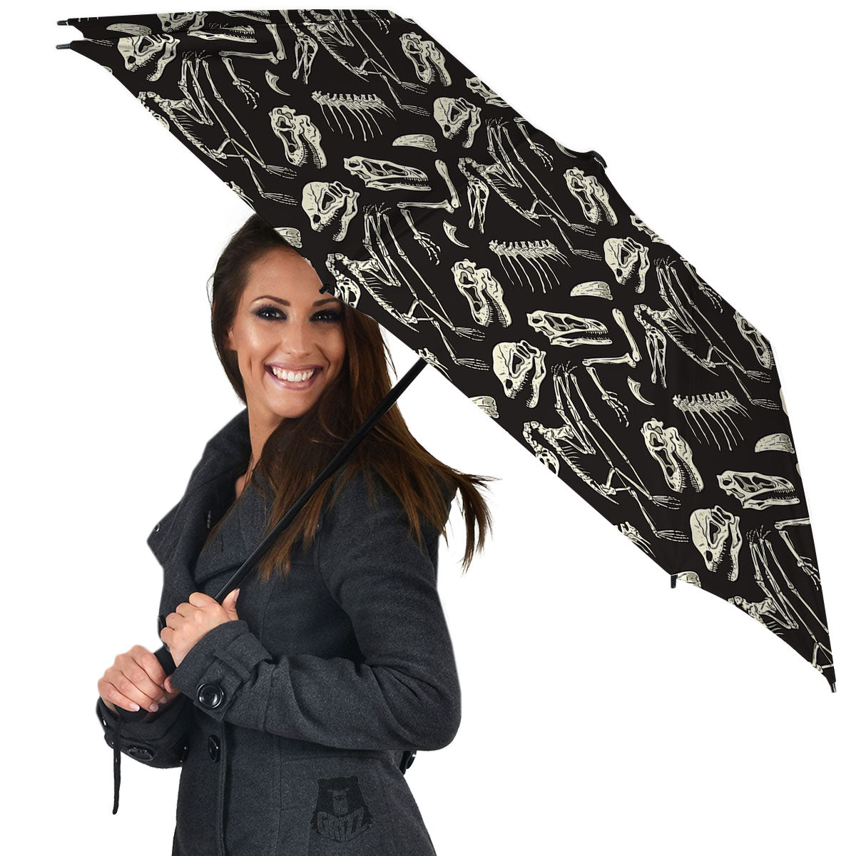 Fossil Dinosaur Monochrome Print Pattern Umbrella-grizzshop