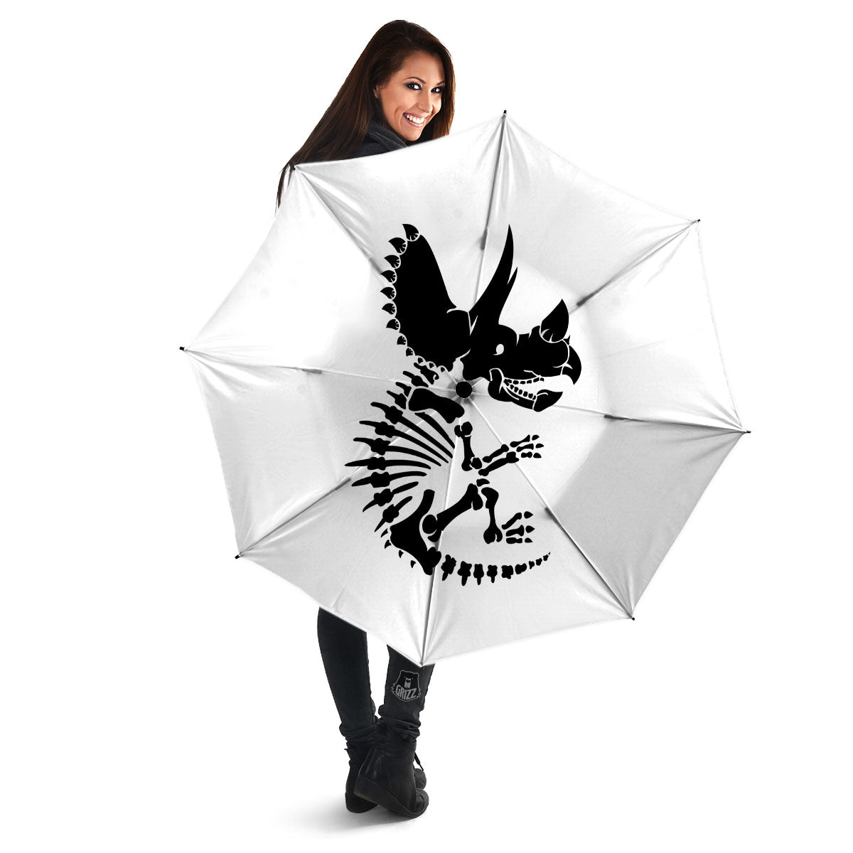Fossil Dinosaur Monochrome Print Umbrella-grizzshop