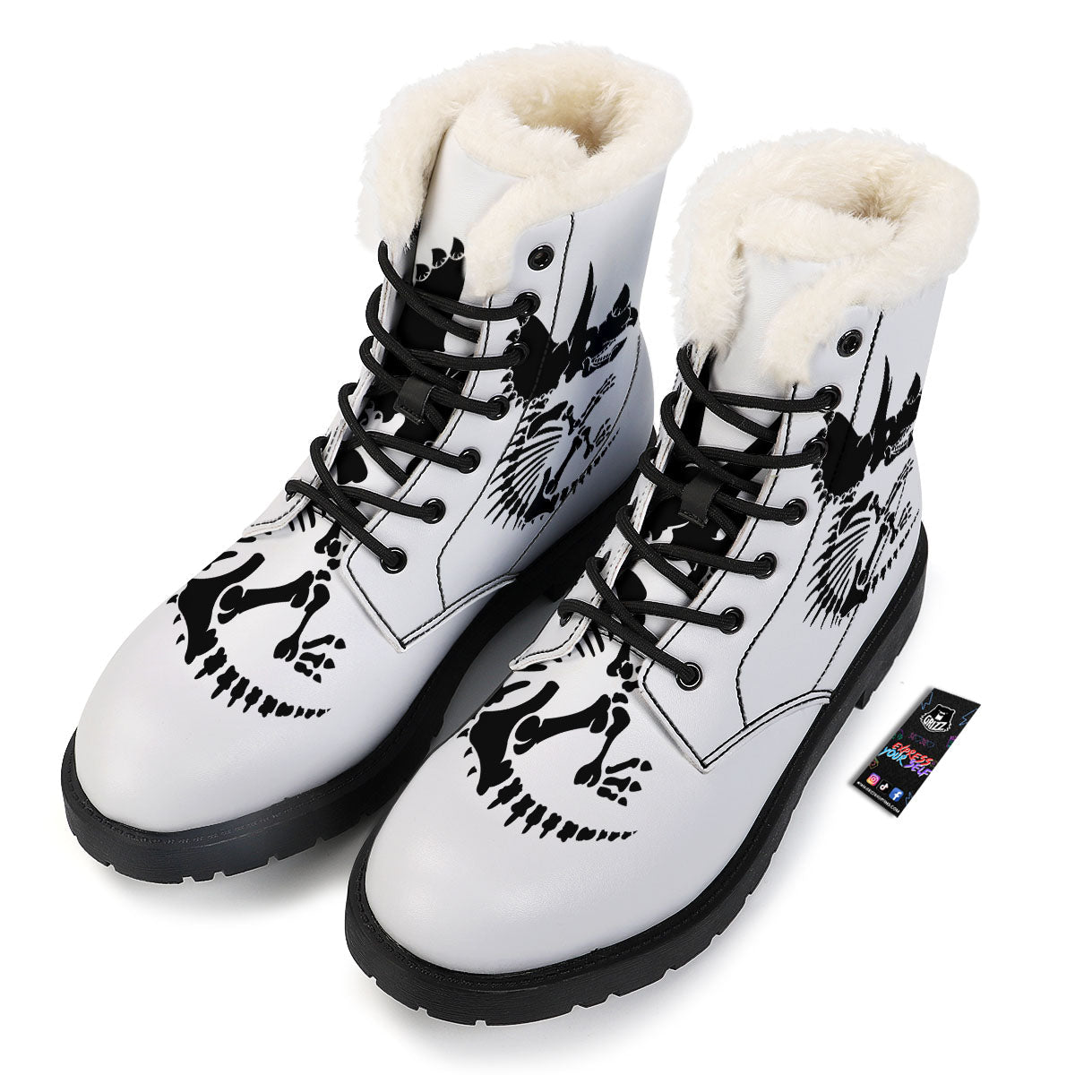 Fossil Dinosaur Monochrome Print Winter Boots-grizzshop