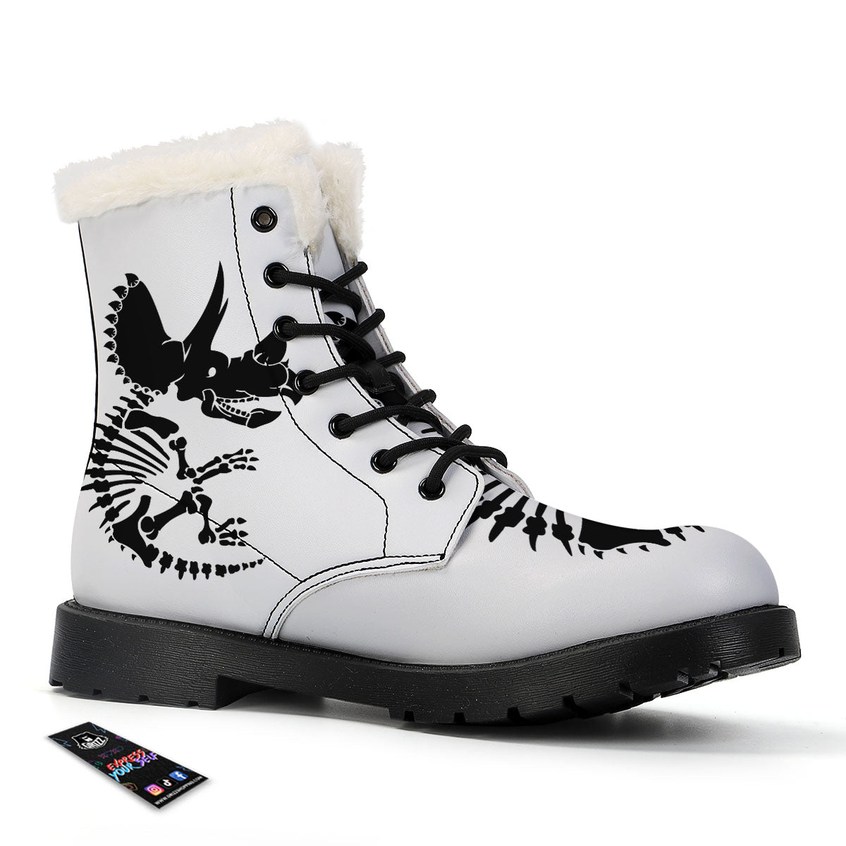 Fossil Dinosaur Monochrome Print Winter Boots-grizzshop