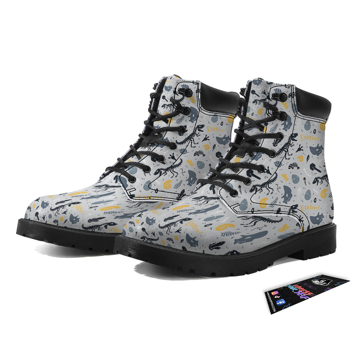 Fossil Dinosaur Print Pattern Boots-grizzshop