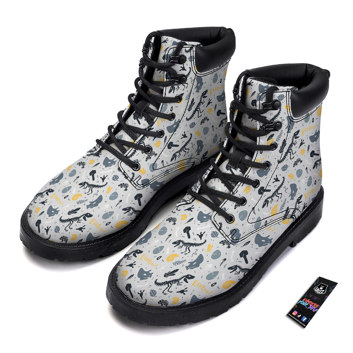 Fossil Dinosaur Print Pattern Boots-grizzshop