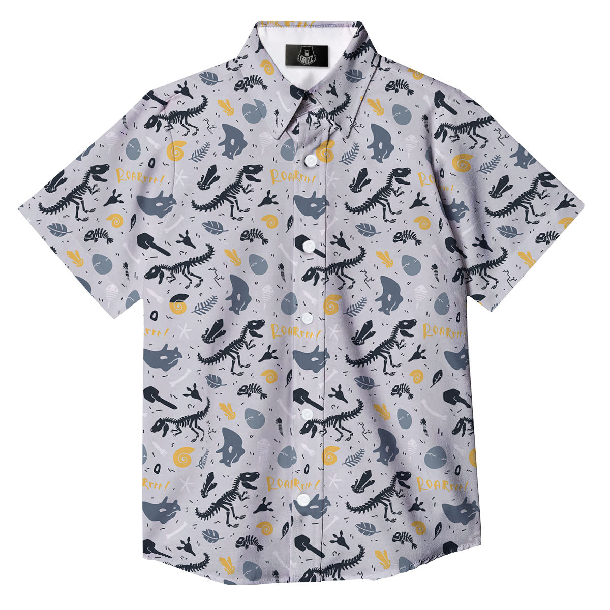 Fossil Dinosaur Print Pattern Button Up Shirt-grizzshop