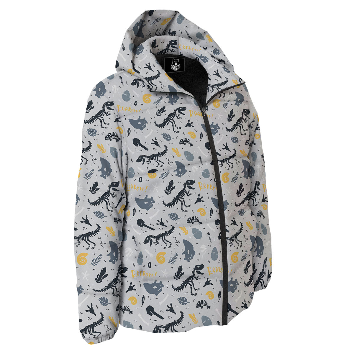 Fossil Dinosaur Print Pattern Down Jacket-grizzshop