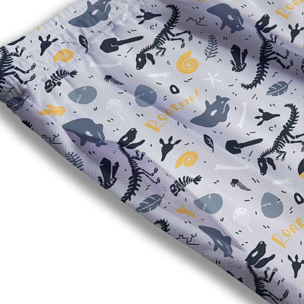 Fossil Dinosaur Print Pattern Mesh Shorts-grizzshop