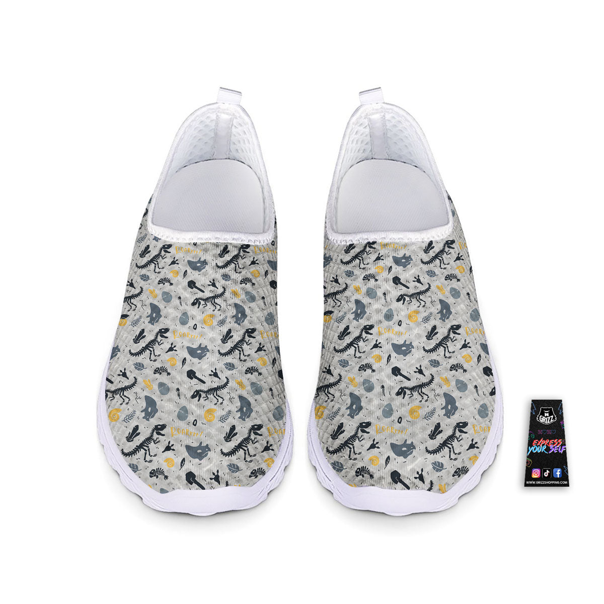 Fossil Dinosaur Print Pattern Nurse Shoes-grizzshop