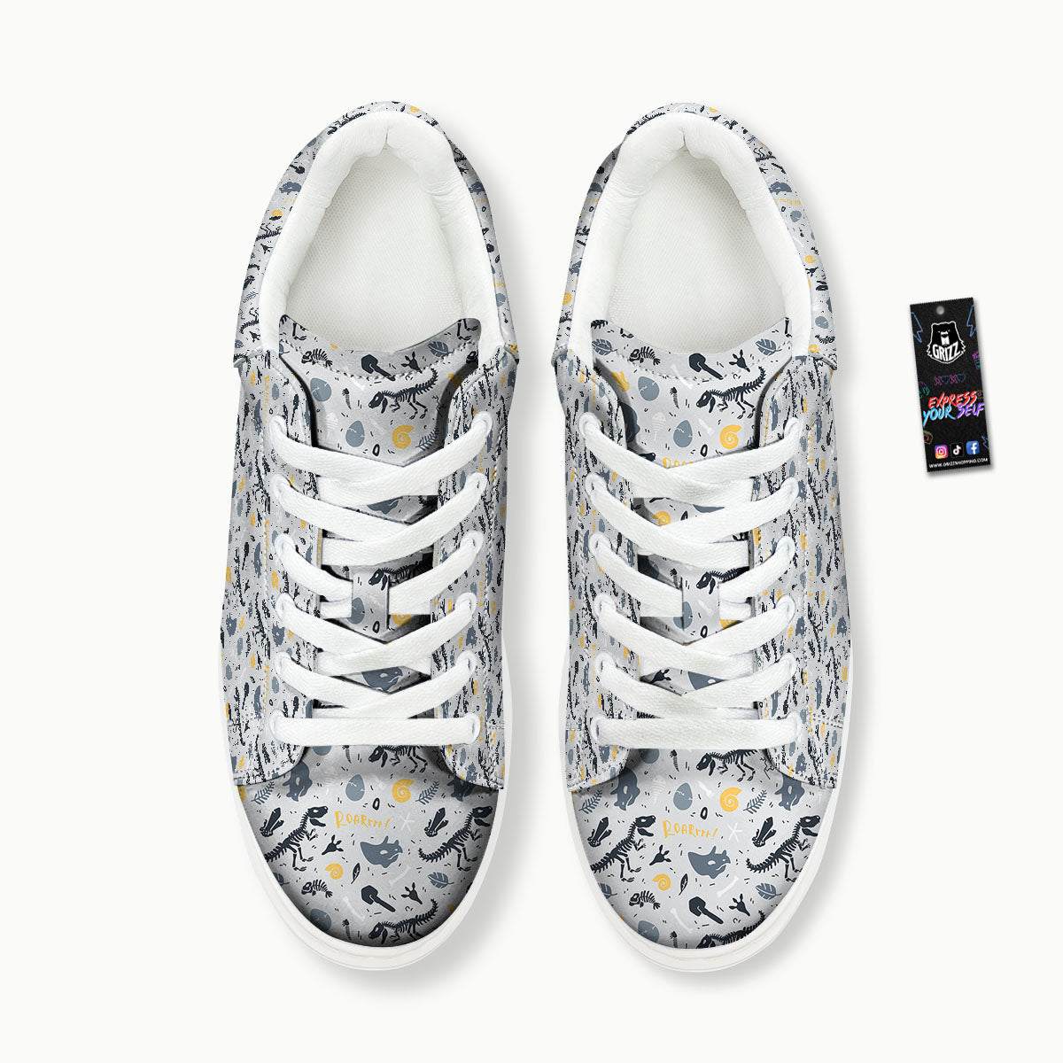 Fossil Dinosaur Print Pattern Platform Shoes-grizzshop