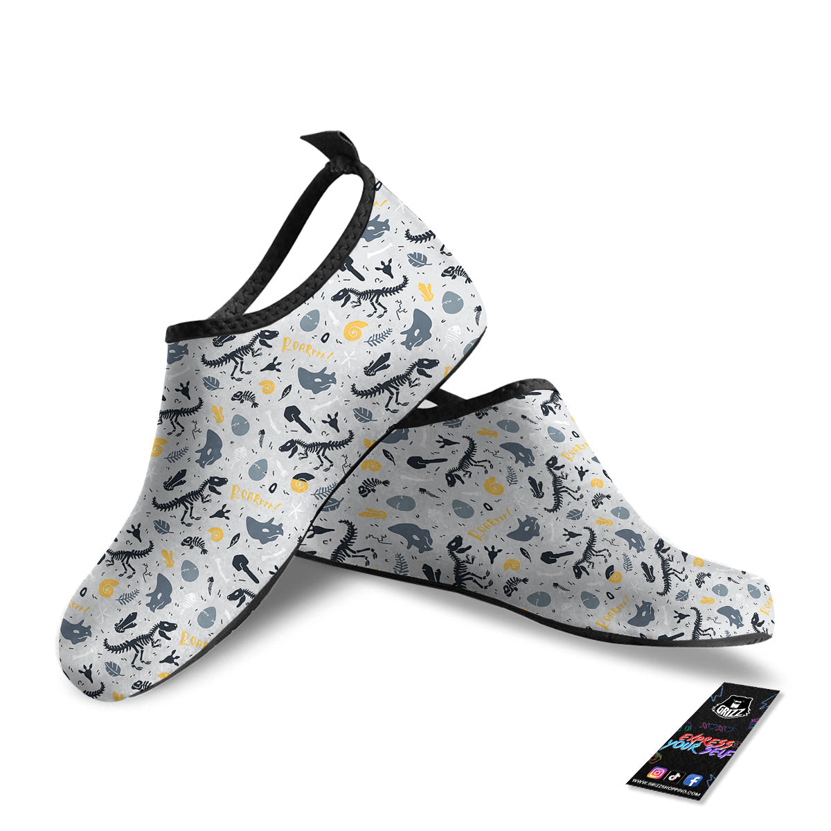 Fossil Dinosaur Print Pattern Water Shoes-grizzshop