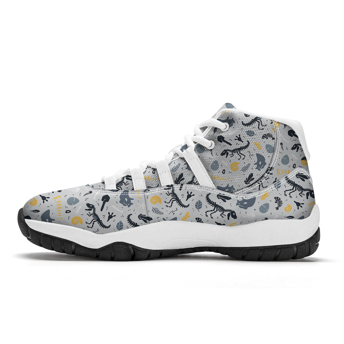 Fossil Dinosaur Print Pattern White Bball Shoes-grizzshop