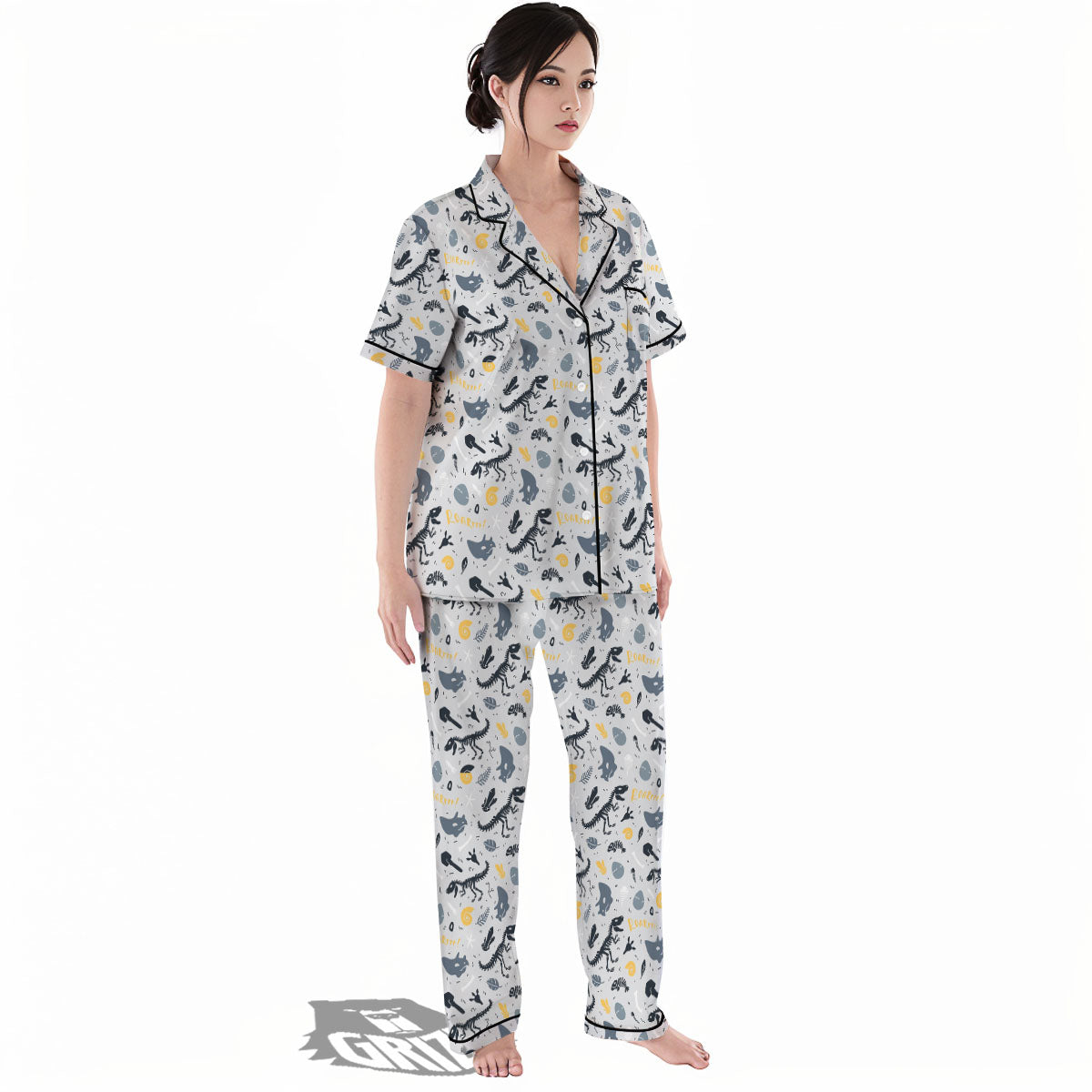 Fossil Dinosaur Print Pattern Women's Pajamas Set-grizzshop