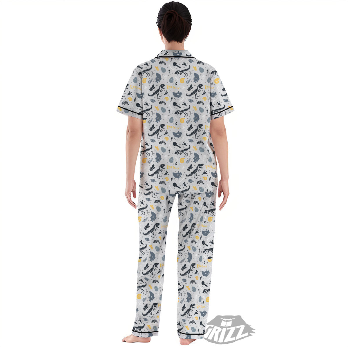 Fossil Dinosaur Print Pattern Women's Pajamas Set-grizzshop