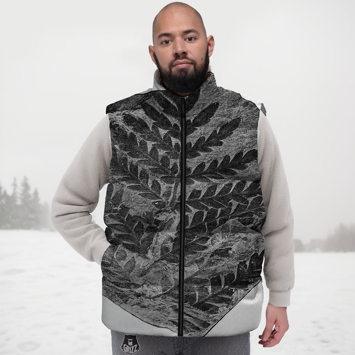 Fossil Fern Print Down Vest