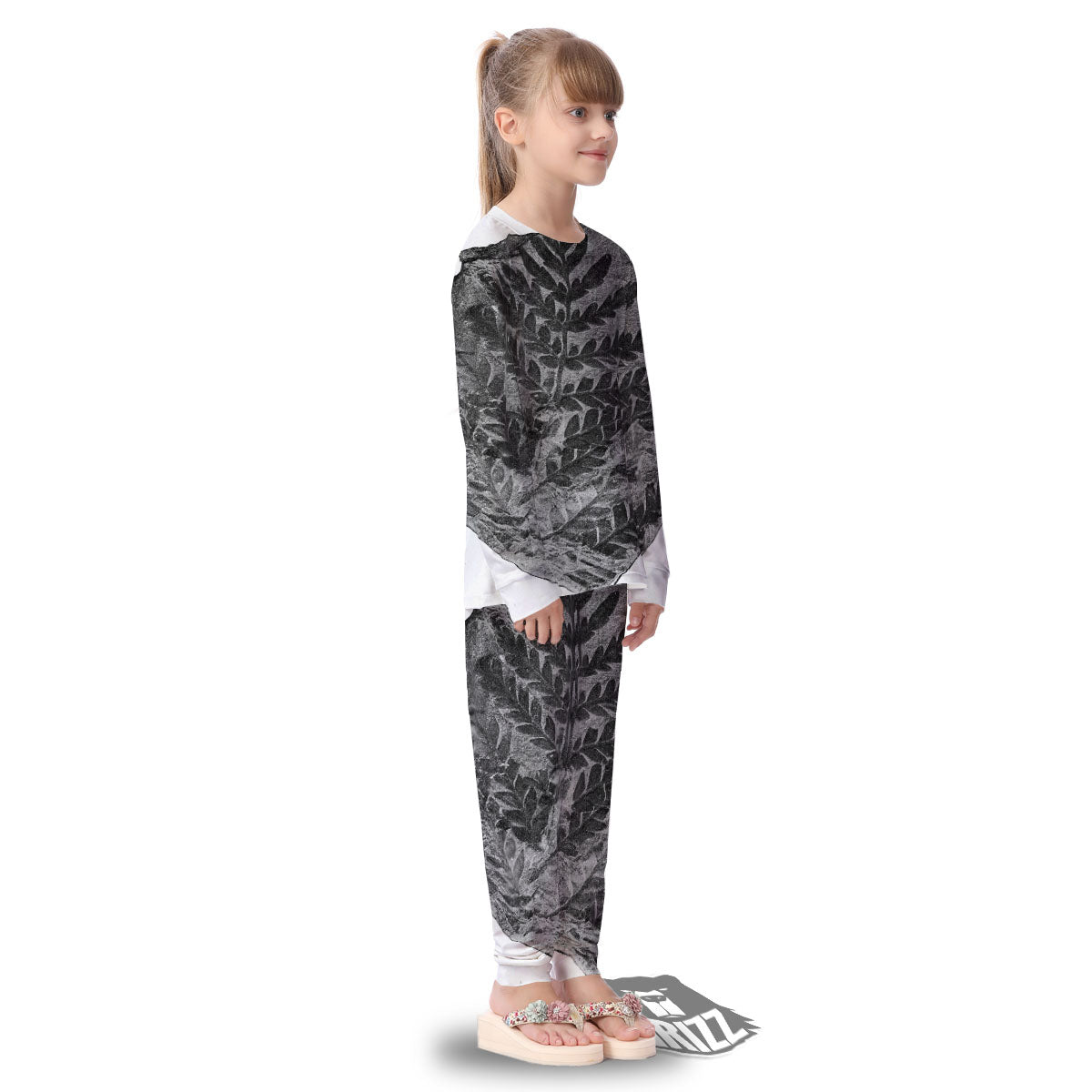Fossil Fern Print Kid's Pajamas-grizzshop