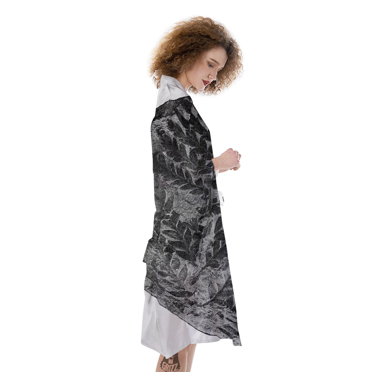Fossil Fern Print Kimono-grizzshop