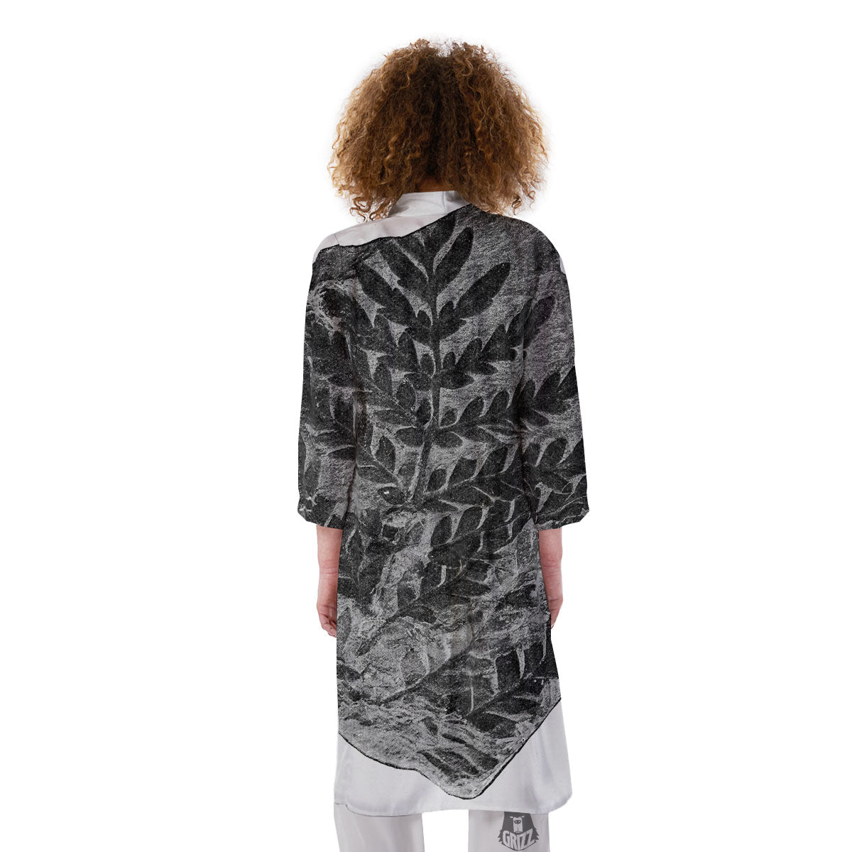 Fossil Fern Print Kimono-grizzshop