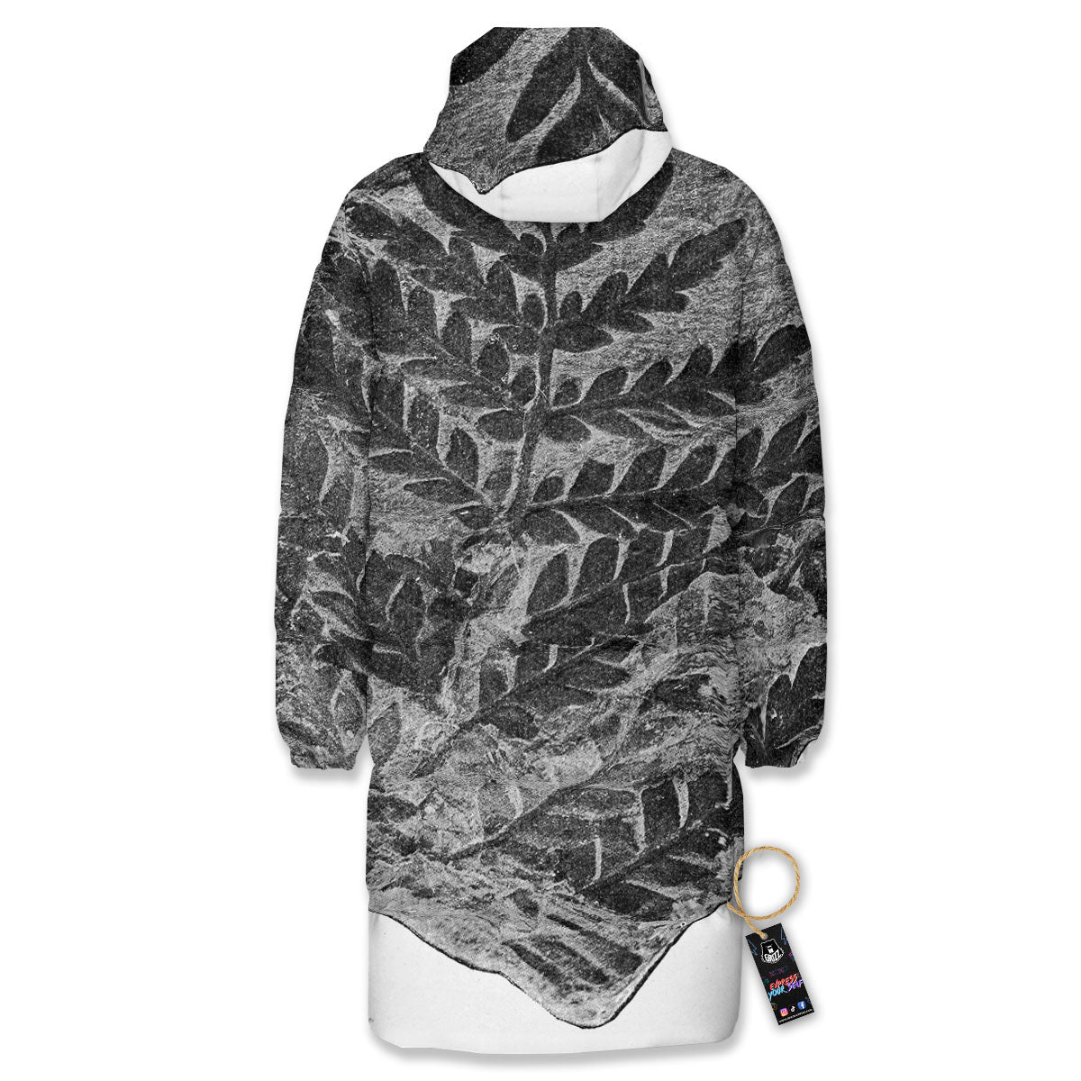 Fossil Fern Print Long Down Jacket-grizzshop