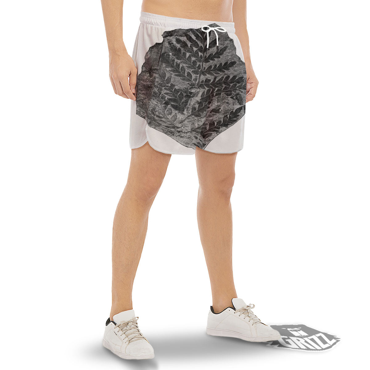 Fossil Fern Print Men's Gym Shorts-grizzshop