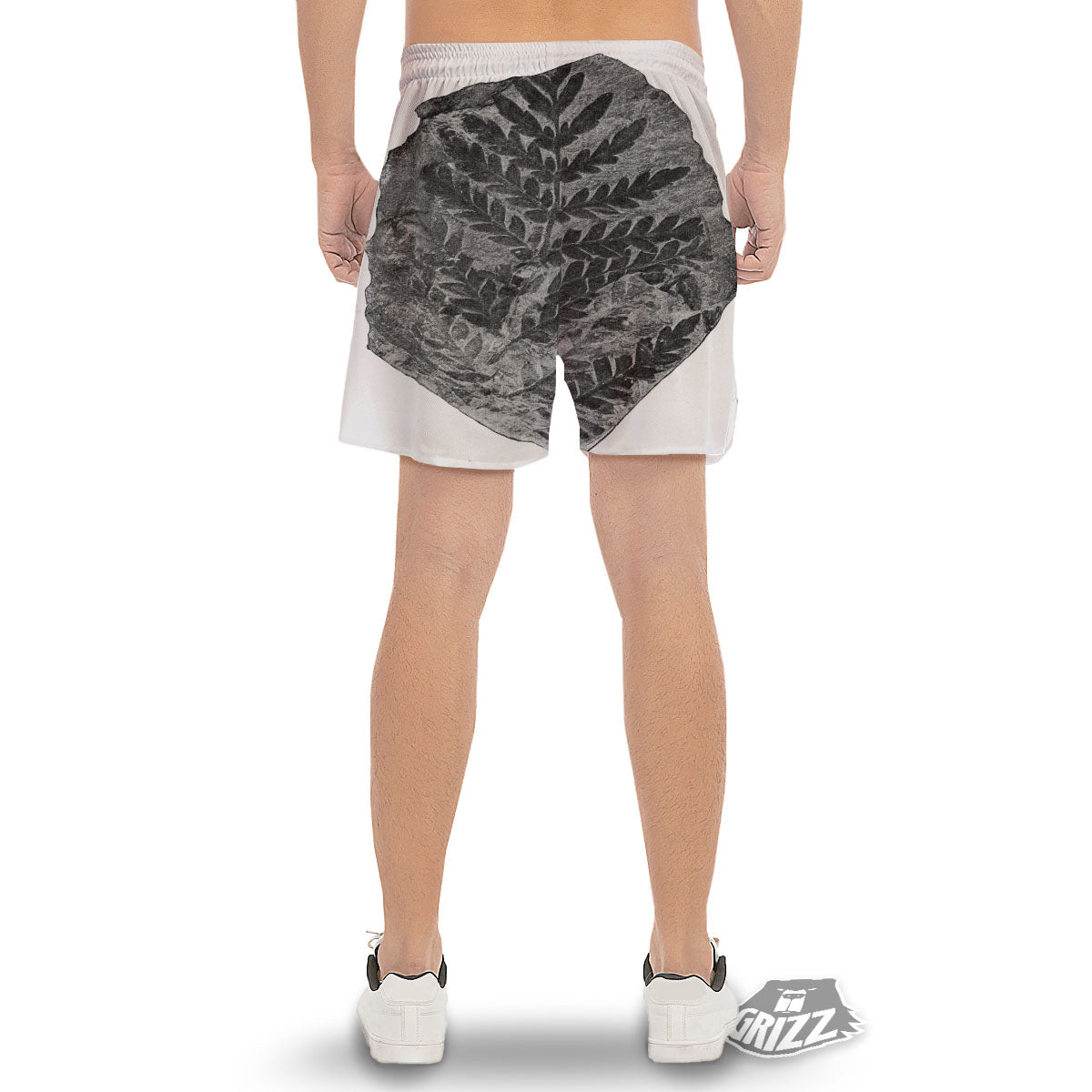 Fossil Fern Print Men's Gym Shorts-grizzshop