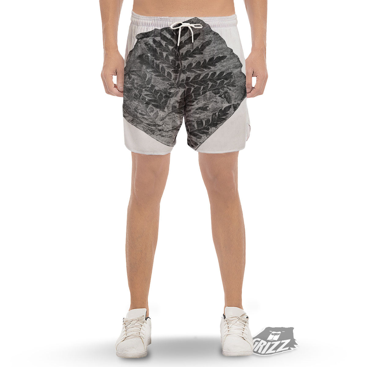 Fossil Fern Print Men's Gym Shorts-grizzshop