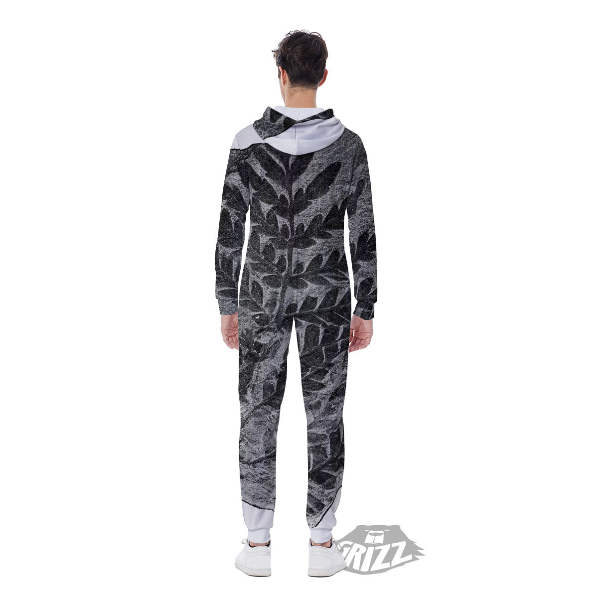 Fossil Fern Print Men's Jumpsuit-grizzshop