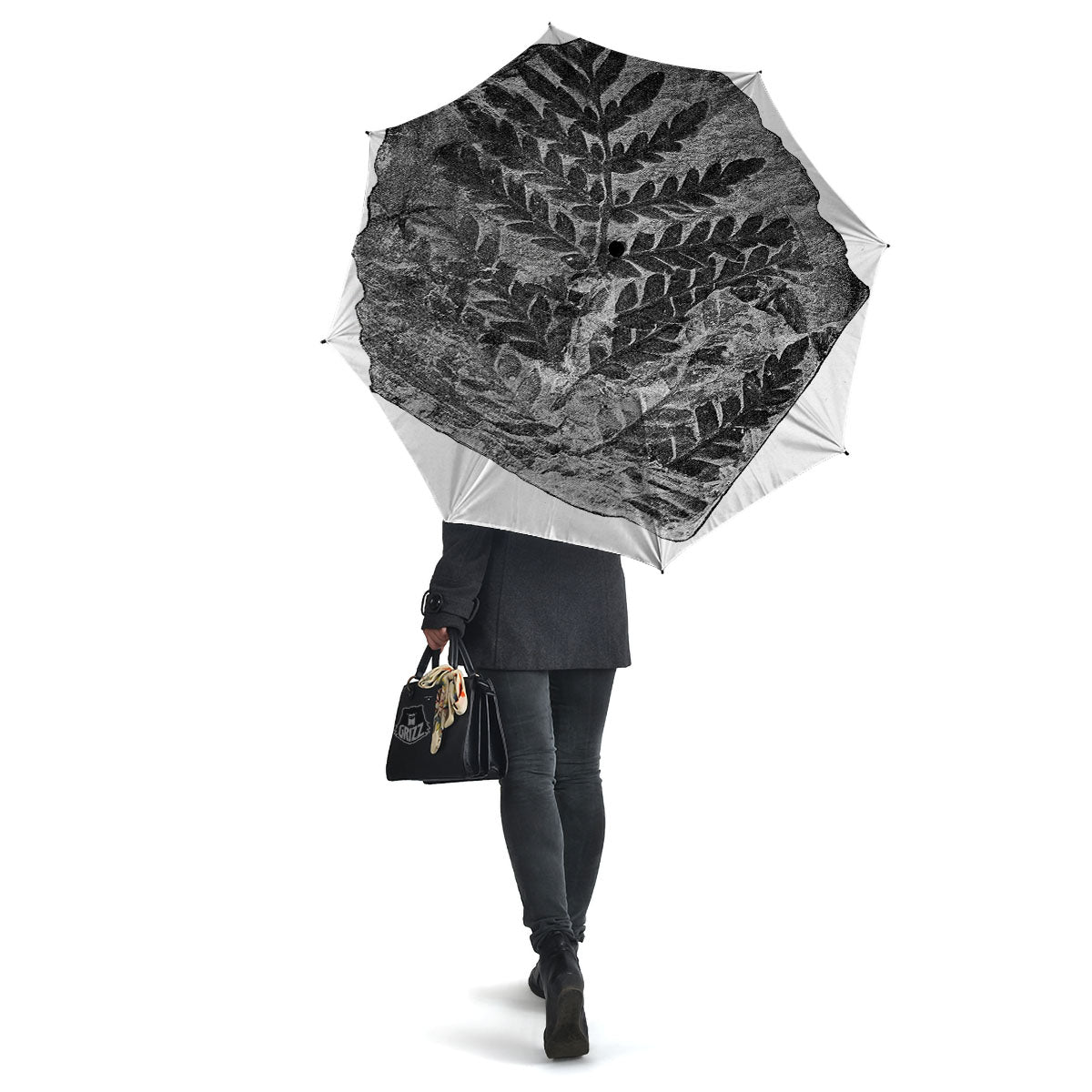 Fossil Fern Print Umbrella-grizzshop