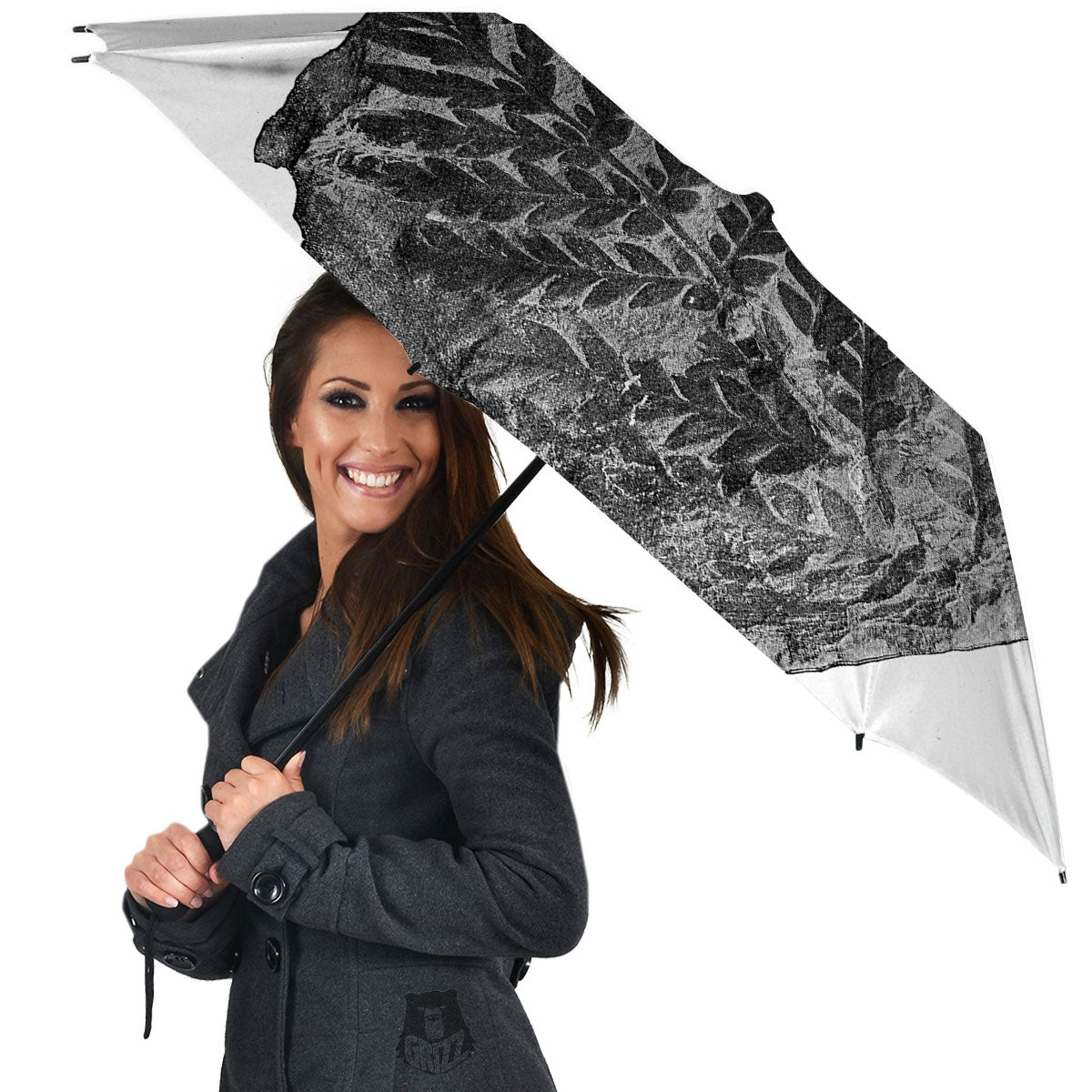 Fossil Fern Print Umbrella-grizzshop