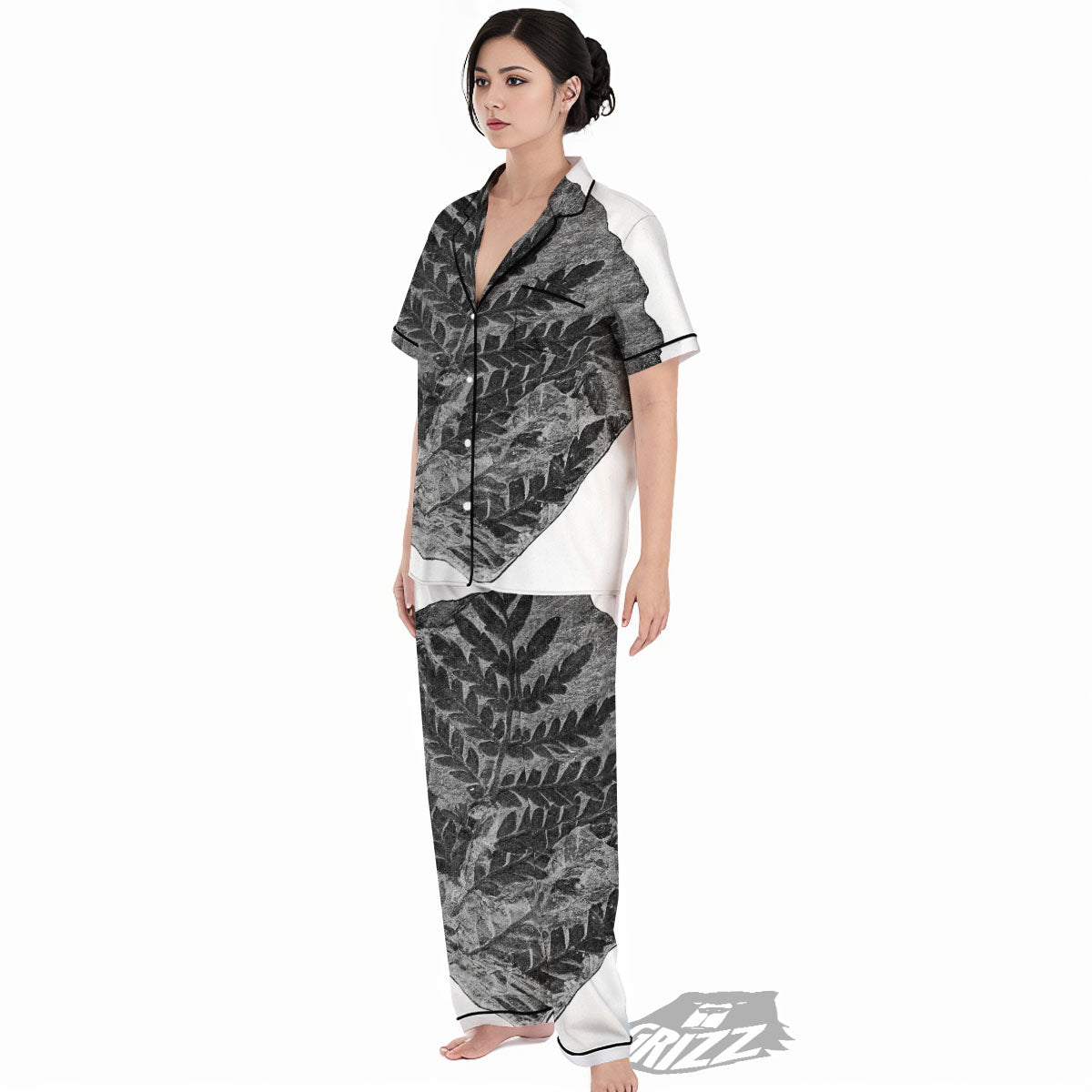 Fossil Fern Print Women's Pajamas Set-grizzshop