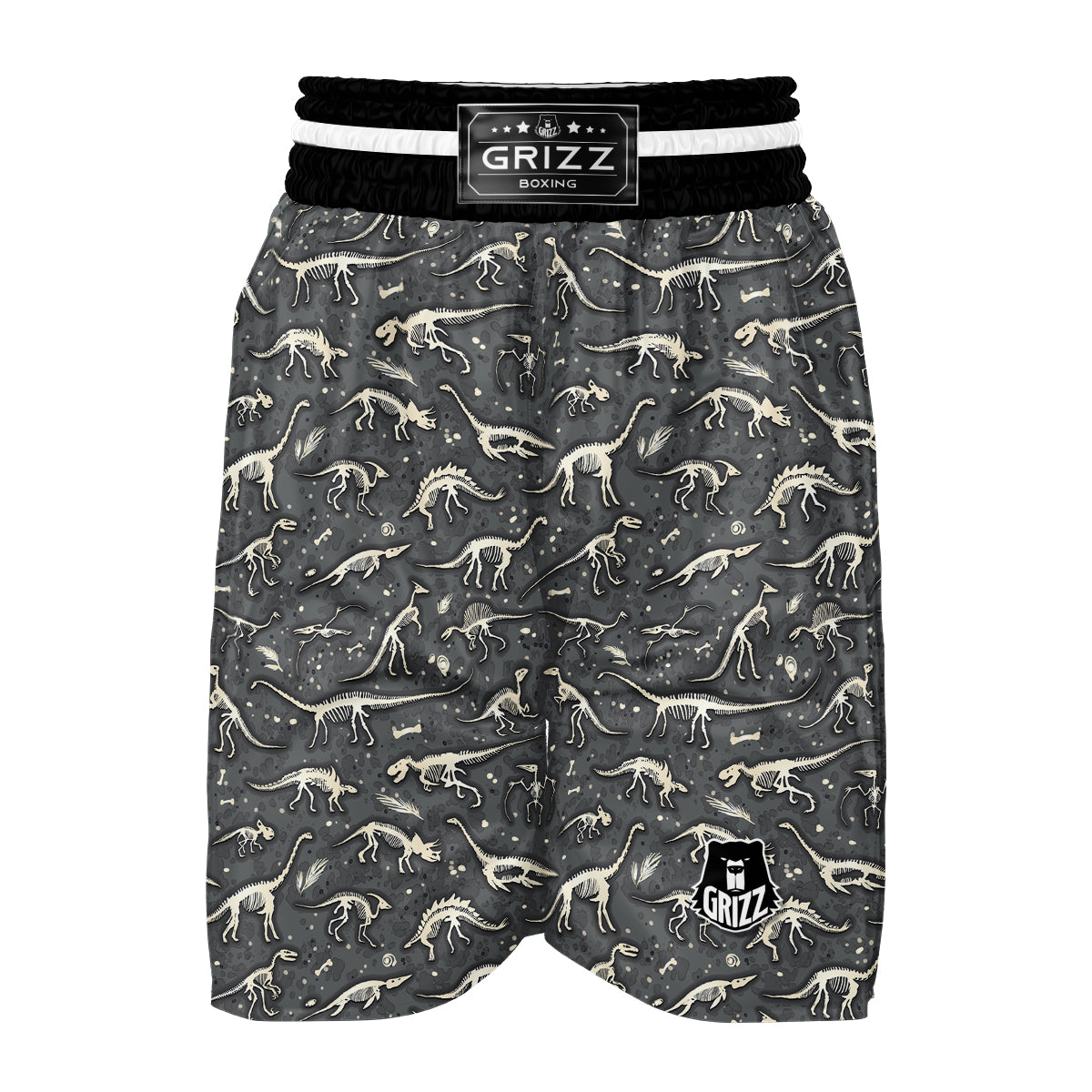 Fossil Gray Print Pattern Boxing Shorts-grizzshop