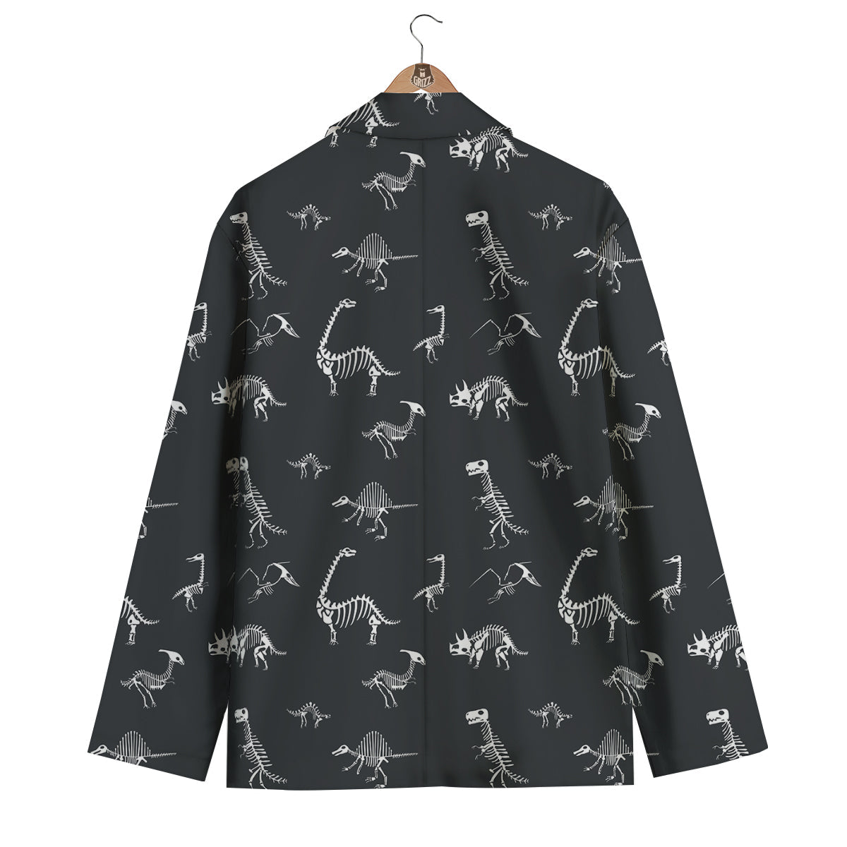 Fossil Skeleton Gray Print Pattern Men's Blazer-grizzshop