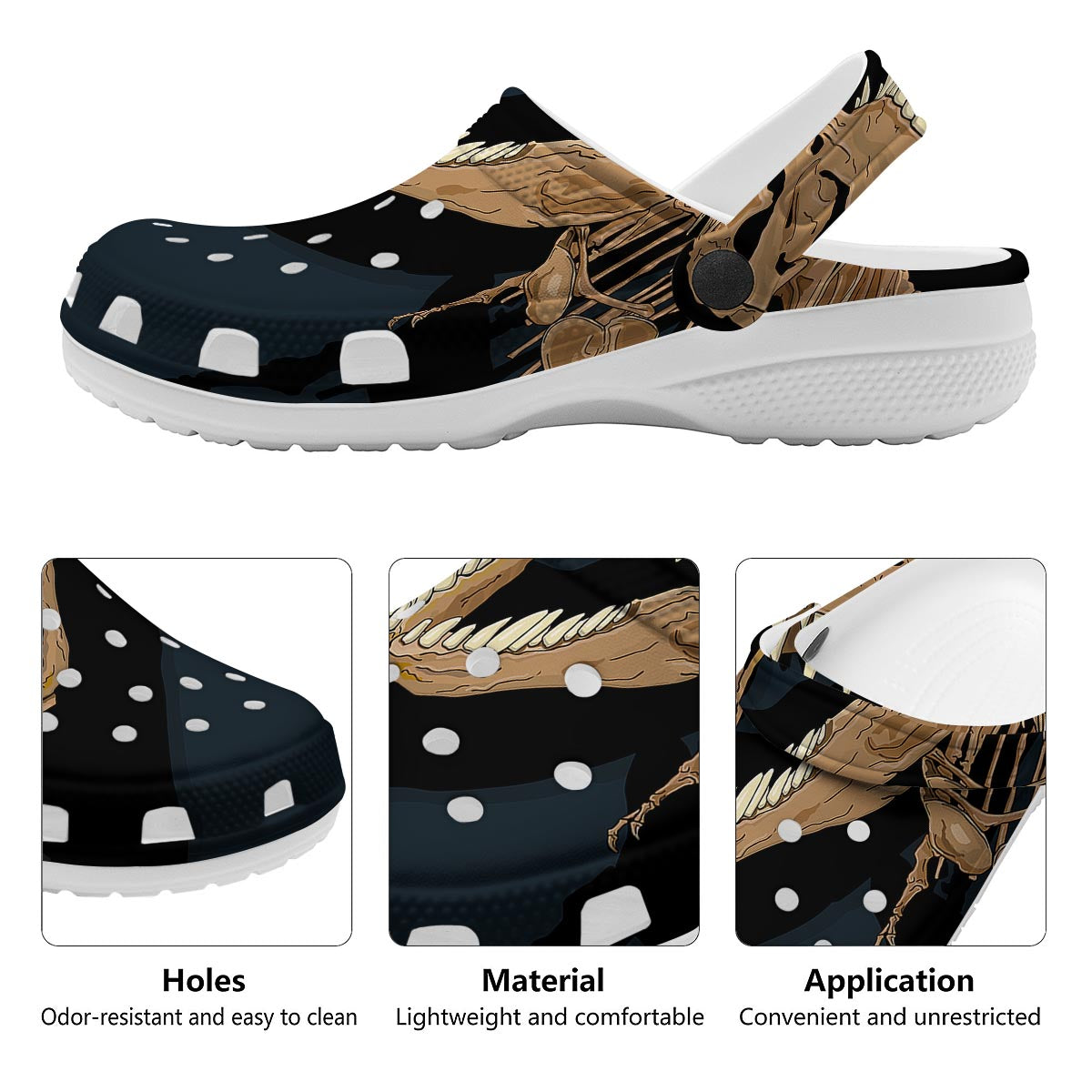 Fossil T-Rex Print Clog-grizzshop