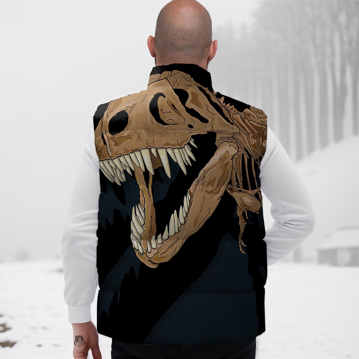 Fossil T- Rex Print Down Vest-grizzshop