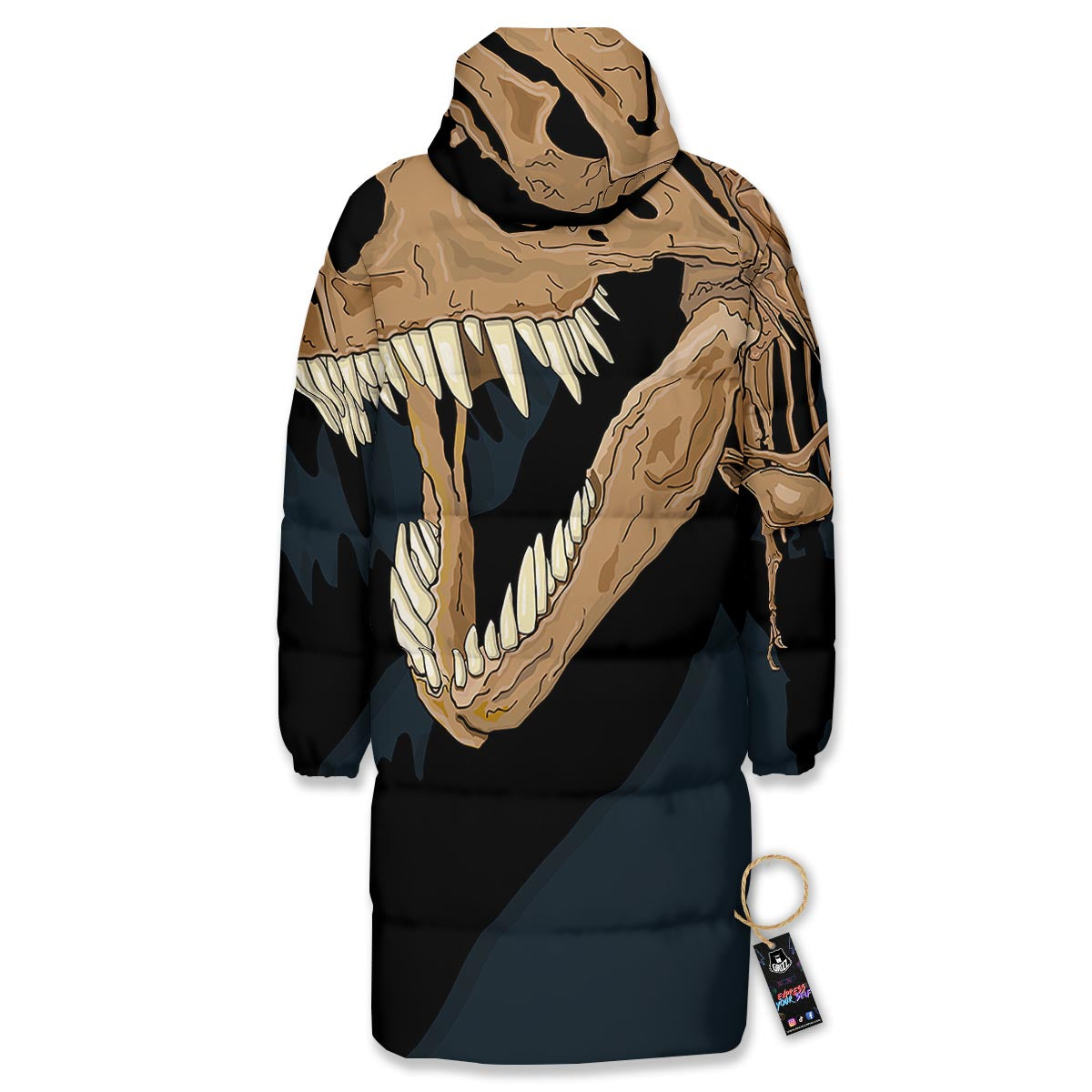 Fossil T-Rex Print Long Down Jacket-grizzshop