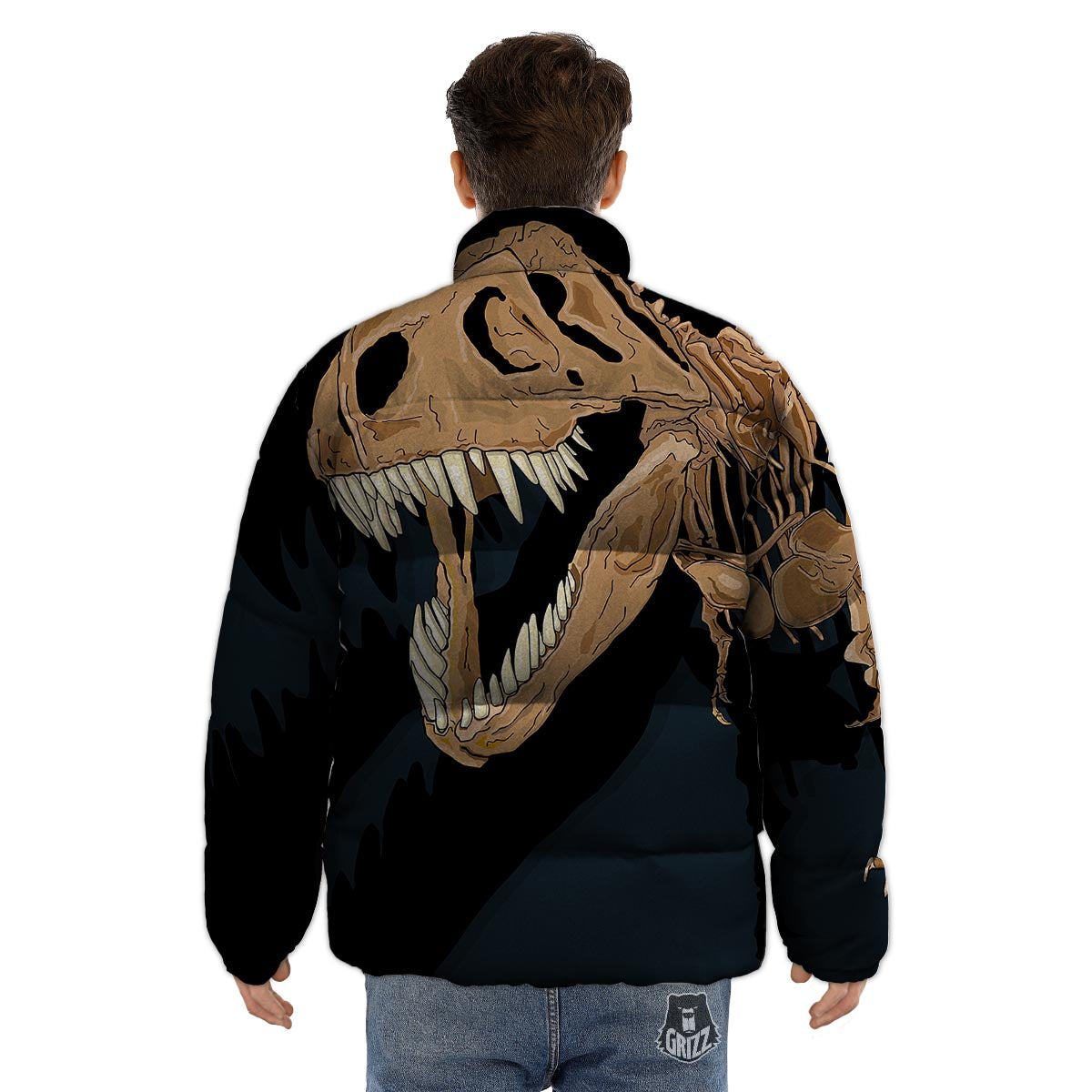 Fossil T-Rex Print Puffer Jacket-grizzshop