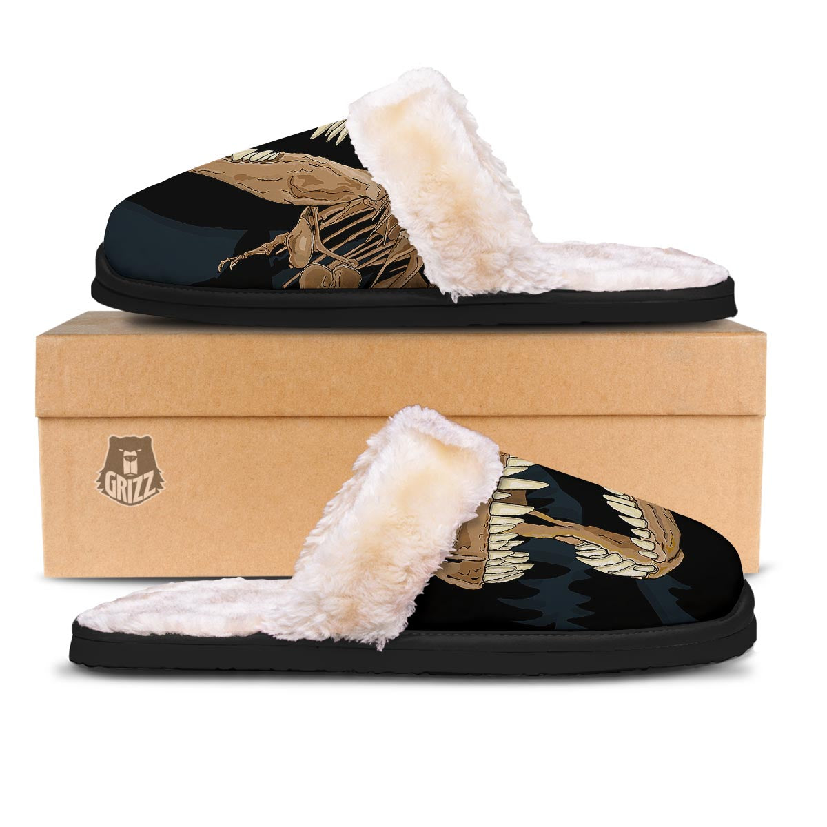 Fossil T-Rex Print Slippers-grizzshop