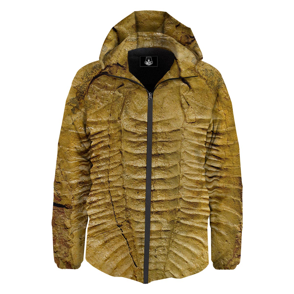 Fossil Trilobite Print Down Jacket-grizzshop
