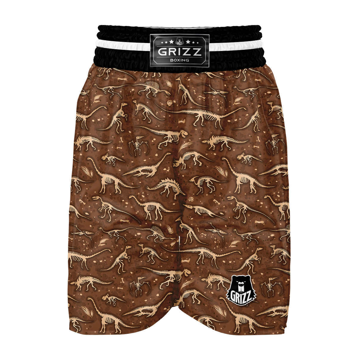 Fossil Vintage Brown Print Pattern Boxing Shorts-grizzshop