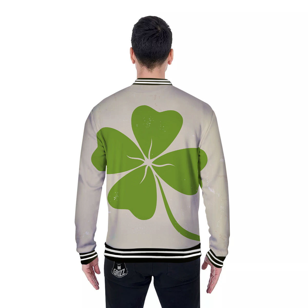 Four Leaf Clovers Irish Print Baseball Jacket-grizzshop