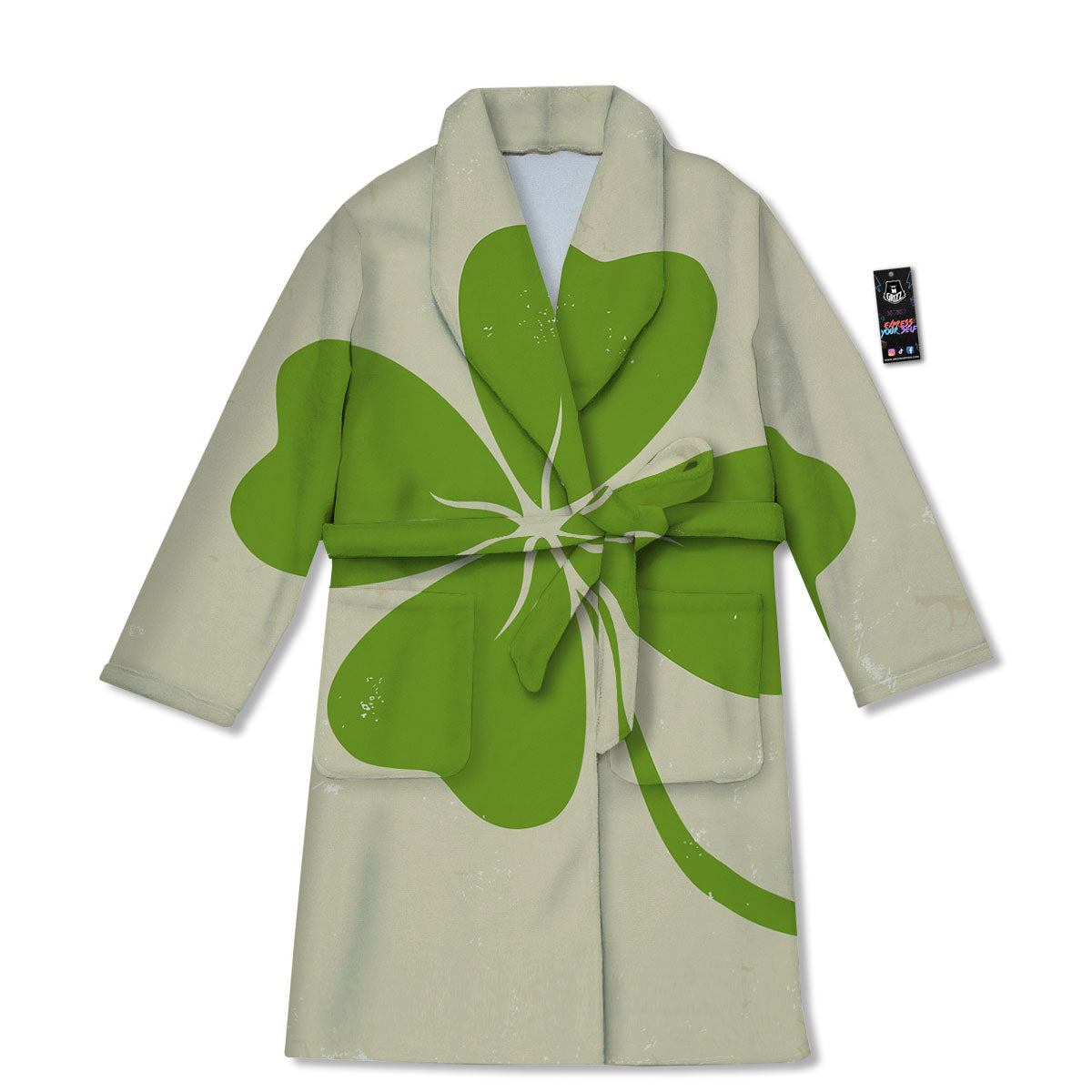 Four Leaf Clovers Irish Print Bathrobe-grizzshop