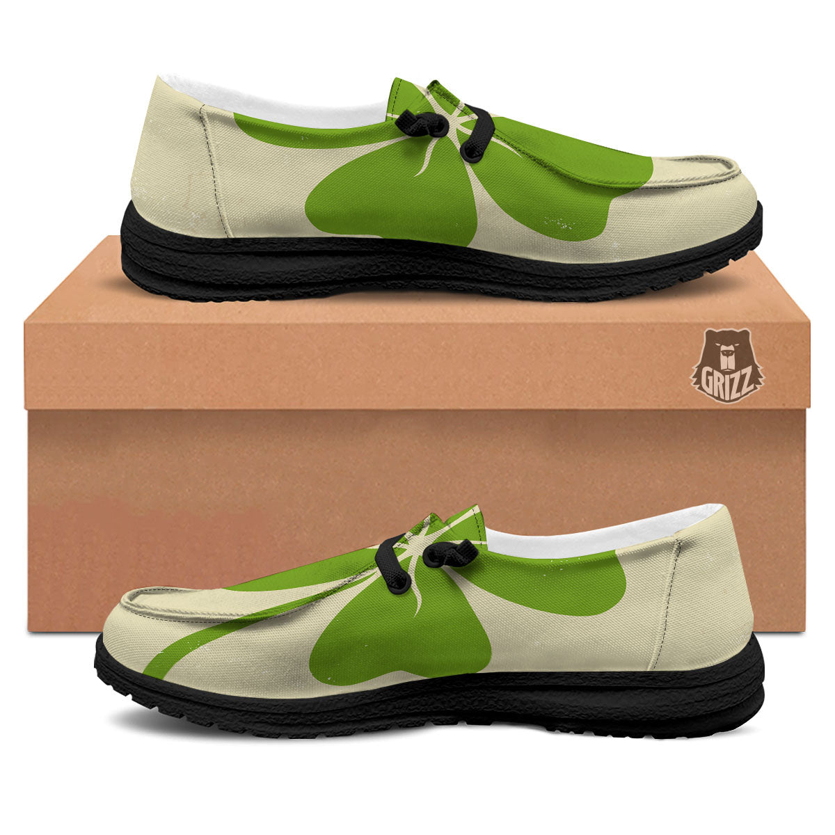 Four Leaf Clovers Irish Print Black Loafers-grizzshop