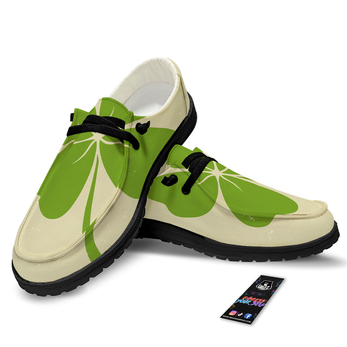 Four Leaf Clovers Irish Print Black Loafers-grizzshop