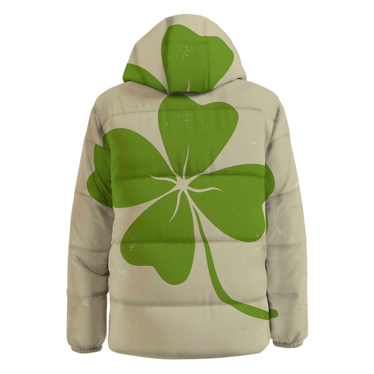 Four Leaf Clovers Irish Print Down Jacket-grizzshop