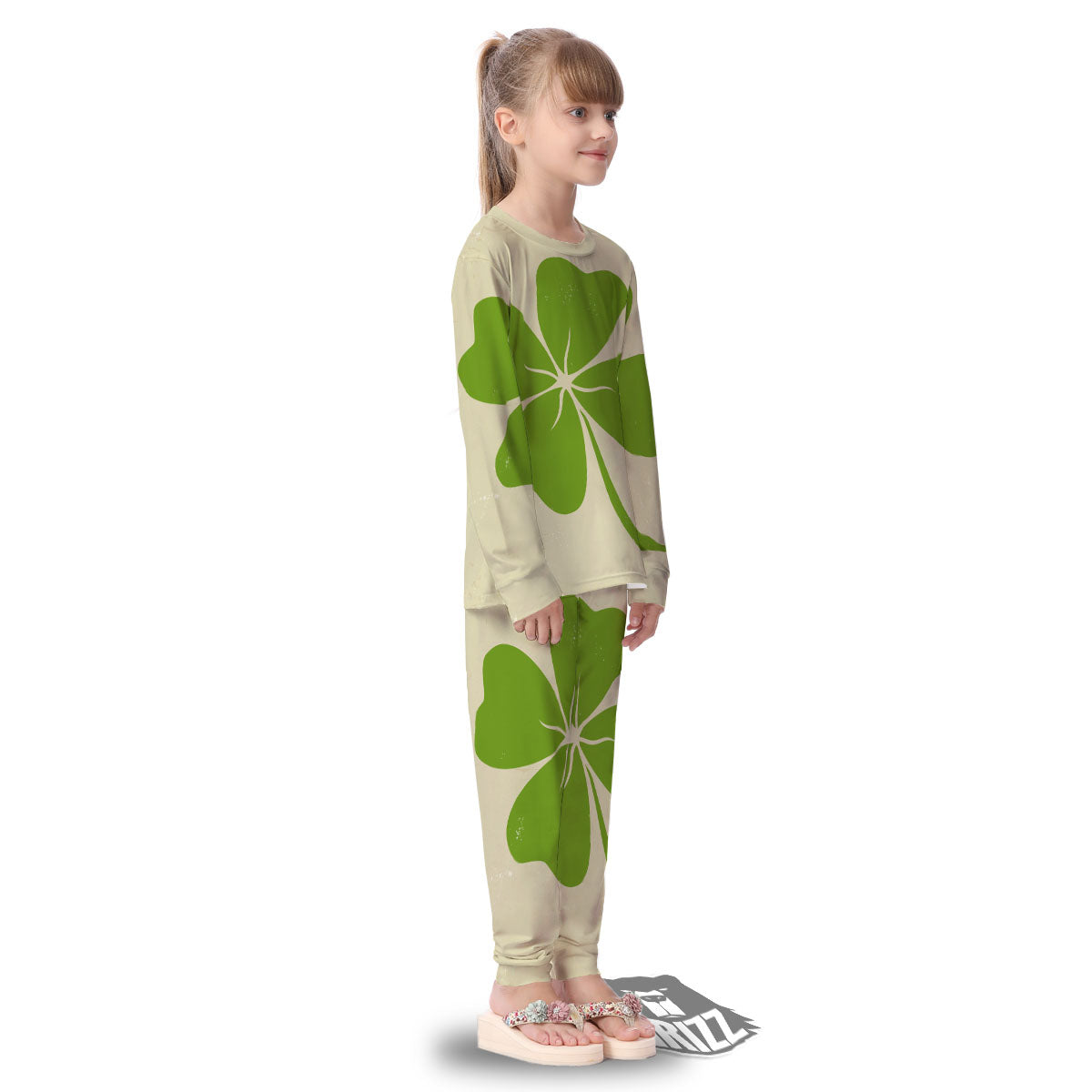 Four Leaf Clovers Irish Print Kid's Pajamas-grizzshop