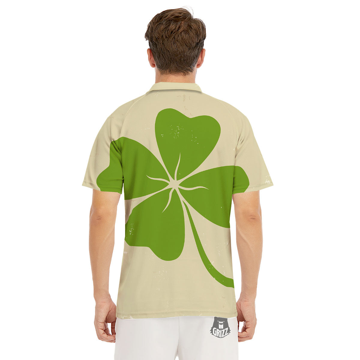 Four Leaf Clovers Irish Print Men's Golf Shirts-grizzshop