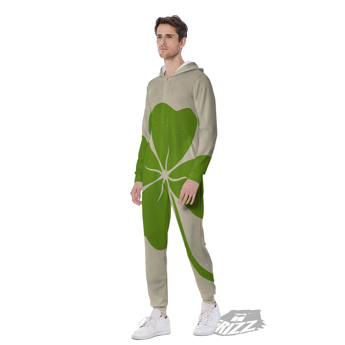 Four Leaf Clovers Irish Print Men's Jumpsuit-grizzshop