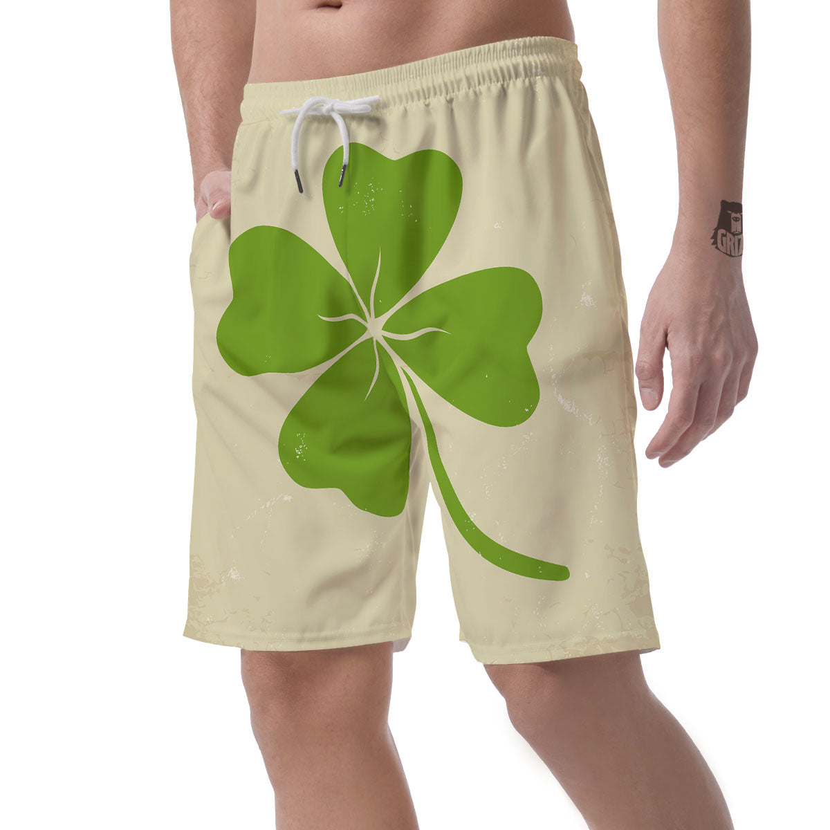 Four Leaf Clovers Irish Print Men's Shorts-grizzshop