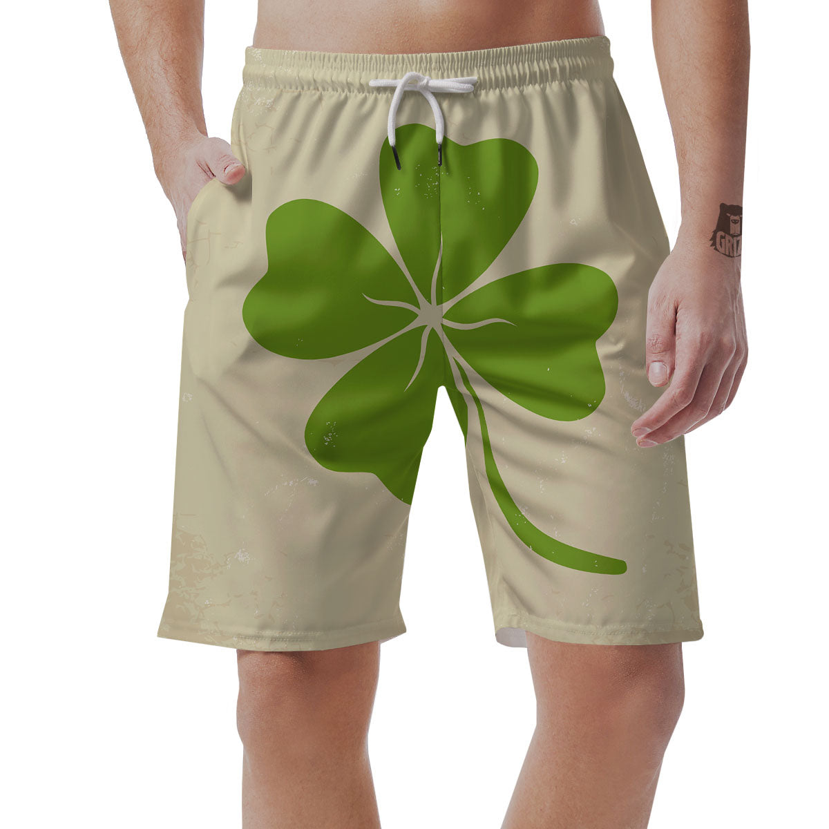 Four Leaf Clovers Irish Print Men's Shorts-grizzshop